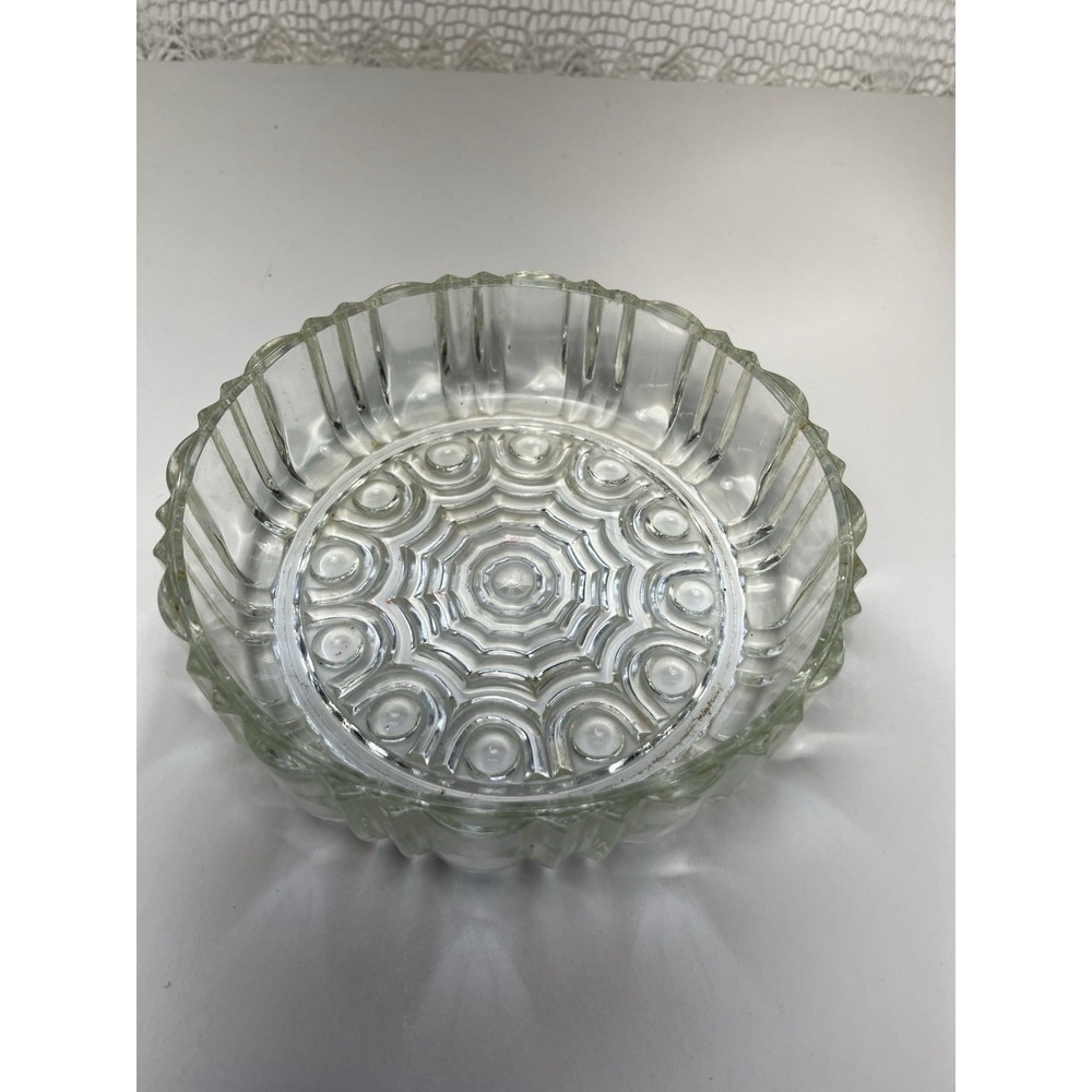 Anchor Hocking Old Cafe Round‎ Candy Dish Clear Glass 6.5"
